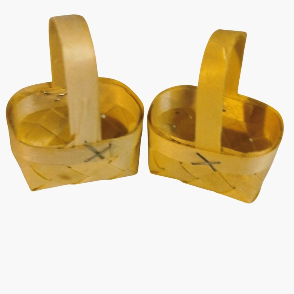 Miniature Bamboo Baskets With Handles Dollhouse Easter Craft Lot 2